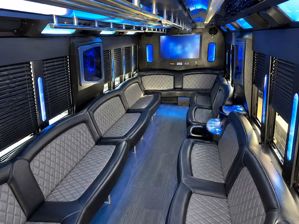 15 passenger party bus interior