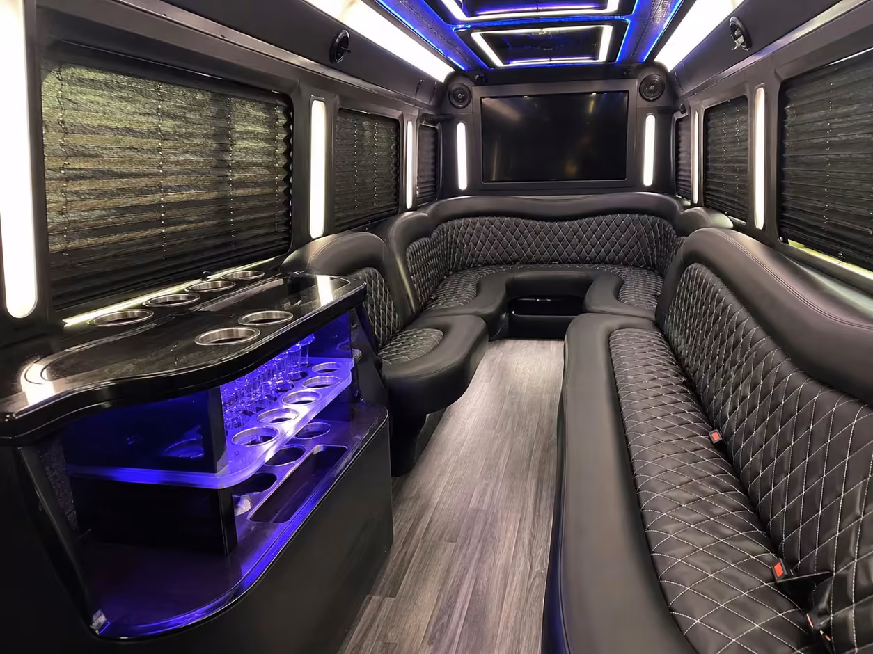 18 passenger party bus interior