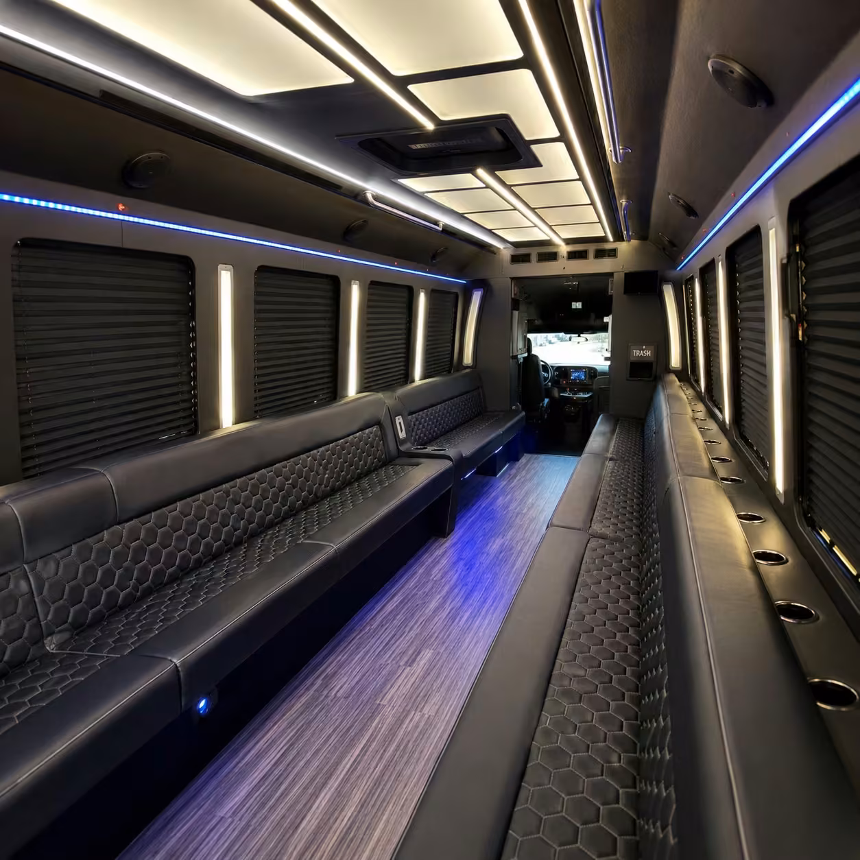 50 passenger party bus inside